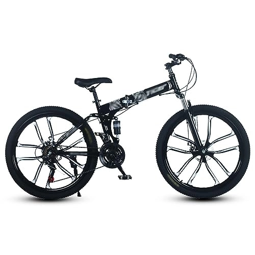 Vélos pliant : NYASAA Modèles de vélo de Montagne pour Hommes et Femmes, Cadre en Acier au Carbone, vélo Pliable à Vitesse Variable, adapté aux Sorties Sportives et aux trajets Quotidiens (Black)