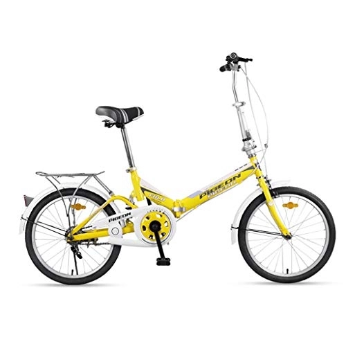 Vélos pliant : Ownlife 20 Pouces Portable Rapide vélo Pliant Choc Vitesse du Double Frein à Disque d'absorption en Alliage d'aluminium Rim étudiants Adultes Hommes et Femmes (Color : Yellow)