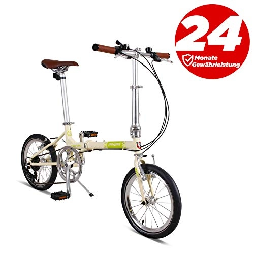 Vélos pliant : P-Bike Vélo pliant vélo pliable – 16" 7 vitesses, vélo compact, Femme Homme, ivoire