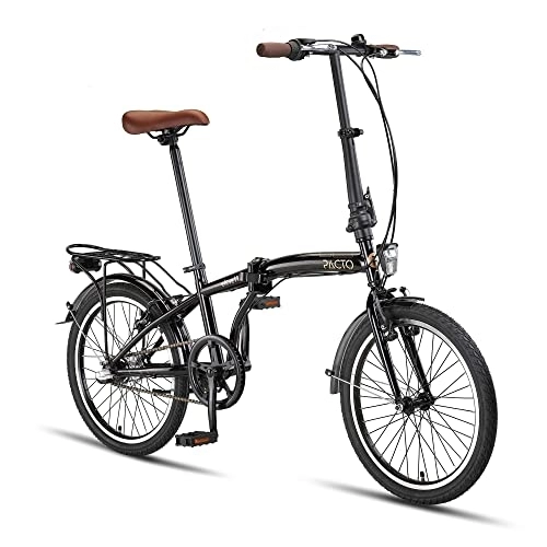 Vélos pliant : PACTO Eleven Vélo pliable de 20" de haute qualité 27 cm Cadre en acier Shimano Nexus 3 vitesses, vélo de ville pliable facile à plier en 10 secondes, vélo pliable V-Brakes Pliant (noir)