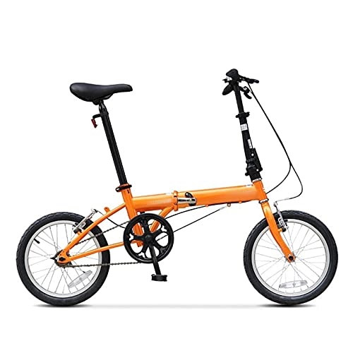 Vélos pliant : paritariny Complete Cruiser Bikes, Vélo Pliant Bike Haute Vitesse de Carbone Simple Vitesse 16 Pouces Cyclisme Urbain Commuter Boys and Girls Vélo pour Adultes (Color : Orange)