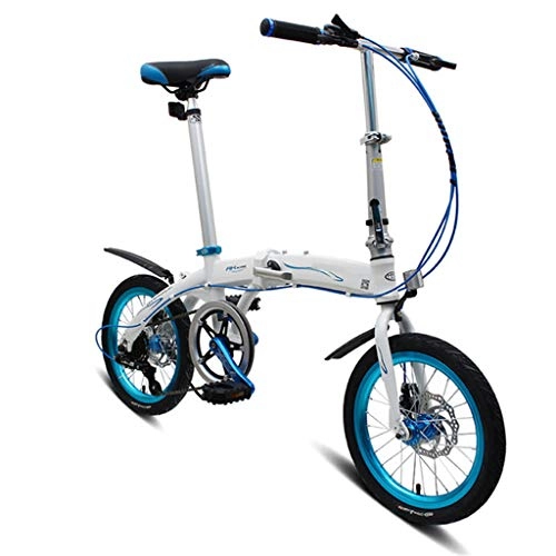 Vélos pliant : PHY Vélo Pliant léger en Aluminium Vélo 16" avec 6 Vitesses à Double Disque de Frein Pliable à vélo Mini-vélos, Bleu