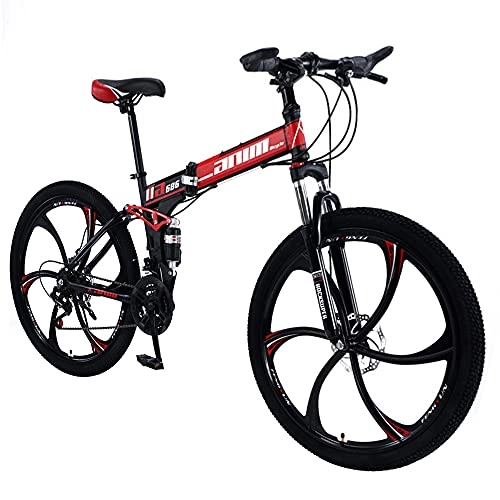 Vélos pliant : PIAOLIGN Vélo De Montagne Vélos Rouges Fast Pliable Ergonomique Ergonomique Léger, avec Antidérapant Résistant à l'usure, 27 Vitesses Dual Vélo Sport, pour Hommes Ou Roues pour Femmes