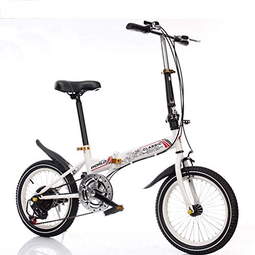 Vélos pliant : Pkfinrd 20 Pouces vélo Pliant Shifting-Pliant à Vitesse Variable vélo Hommes et Femmes vélo Ultra léger Portable Pliant Loisirs vélo-20 Pouces Étudiant Voiture, Jaune (Color : White)