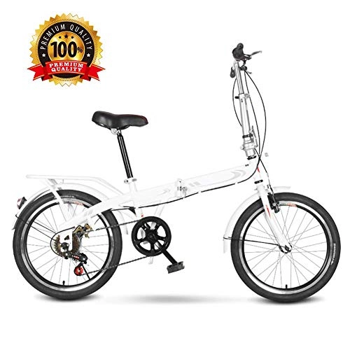 Vélos pliant : Pliable Adulte vélo 20 Pouces, Unisexe léger vélo de Banlieue, 6 Vitesses VTT Vélo Pliant, VTT (Color : White)
