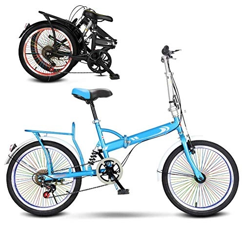 Vélos pliant : Pliable Mountainbike 20 Pouces Adulte Pliable Ville de Banlieue Vélos, VTT Vélo Légère, 6 Vitesses vélo Pliant, des Femmes des Hommes de vélo de Montagne (Couleur: Bleu) (Color : Blue)