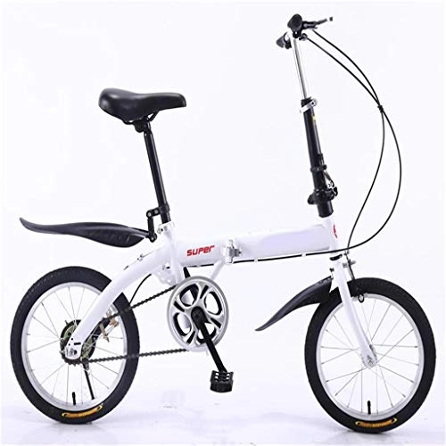 Vélos pliant : Pliant Cadre en Aluminium Vélo Léger pour Les Enfants Hommes Et Les Femmes Fold Bike16 Pouces, Blanc