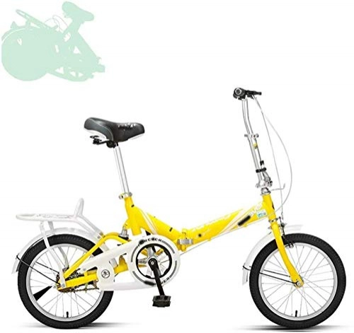 Vélos pliant : Pliant vélo pour Adultes, 16 Pouces Jeunes Hommes et Femmes Ultra-légères Mini-vélos Portables Mini Amortisseur Printemps élargi Confortable siège Confortable (Color : Yellow)