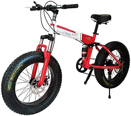 Vélos pliant : Qianqiusui VTT, 26 Pouces vélo Pliant avec des Super-légers Cadre en Acier, Double Suspension vélo Pliant et Shimano 27 Vitesses Vitesse, Blanc, 21Speed (Color : Red, Size : 7Speed)