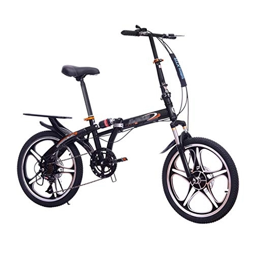 Vélos pliant : QWASZ Vélo Pliant Adulte Unisexe, Vélo à Vitesse Variable Acier à Haute Teneur en Carbone 7 Vitesses à Double Freins à Disque Vélo de Ville - 16 / 20 Pouces