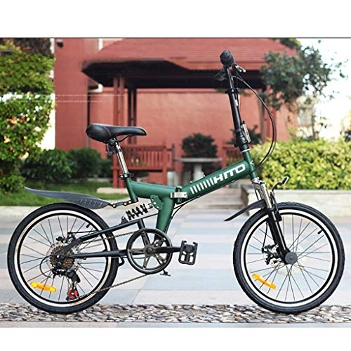 Vélos pliant : QWASZ Vélo Pliant de 20 Pouces Vélo 6 Vitesses Vélo de Banlieue Pliable Étudiant Adulte Féminin Vélo De Voiture Cadre en Aluminium Léger Absorption des Chocs