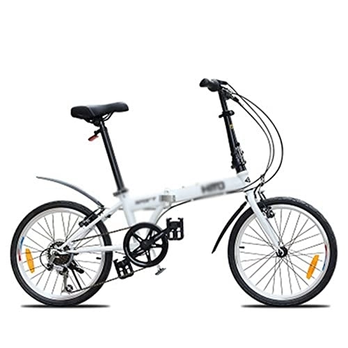 Vélos pliant : QYTEC zxc Vélo pour homme Roue en pouces Cadre en acier carbone 6 vitesses Vélo de montagne pliable Sport de plein air Vélo de descente (couleur : B blanc)