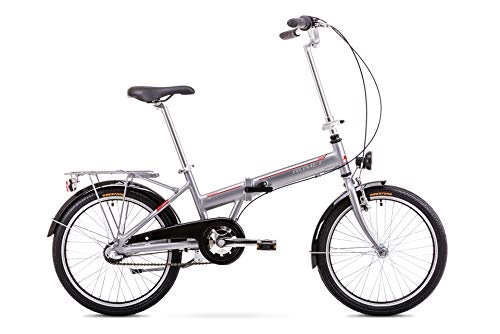 Vélos pliant : ROMET WIGRY Vélo de Ville Unisexe pour Adulte Argenté / Rouge Taille M