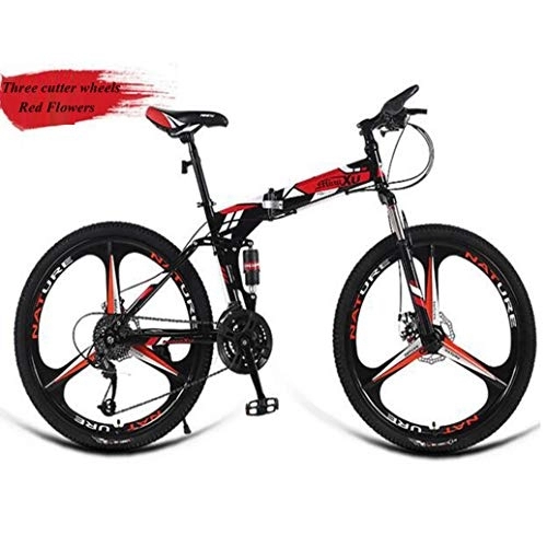 Vélos pliant : RPOLY Vélo de Montagne, Vélo Pliant Adulte Pliable vélos avec Anti-Skid et résistant à l'usure des pneus Avant et arrière Garde-Boue, Red_26 inch