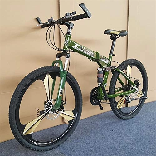 Vélos pliant : RR-YRL 24 Pouces en Acier au Carbone Vélo Pliant, 21 Types de Montagne à Vitesse Variable vélo, Unisexe Adulte, Facile à Transporter, Vert