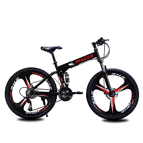 Vélos pliant : SHANRENSAN Vélo de montagne pliable, VTT tout-terrain, VTT à vitesse variable pour adultes, vélo pliant de 24 pouces à vitesse variable, amortissement des chocs, (trois noirs)