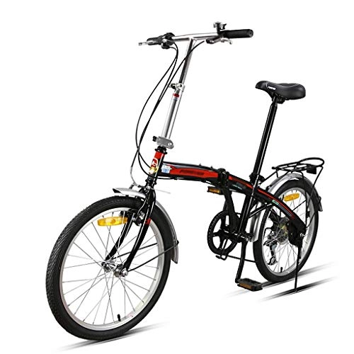Vélos pliant : Shi xiang shop Pliable vélo 20 Pouces, légère City Bike 7 Vitesses Unisexe, en Acier au Carbone à Haute Pleine Suspension Cadre Pliant Vélos (Couleur : Noir)