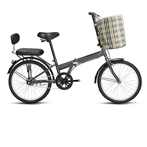 Vélos pliant : SLDMJFSZ 20 Pouces Vélo Pliant, Bicyclette Pliable Vélo d'équitation en Alliage d'aluminium, Vélo Pliant Ultra-léger avec Panier et Dossier, Gris