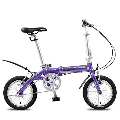 Vélos pliant : Sports de plein air banlieue ville vélo de route vélo montagne mini vélos pliants léger portable 14 "alliage d'aluminium vélo de banlieue urbain super compact vélo pliable à une vitesse violet oran