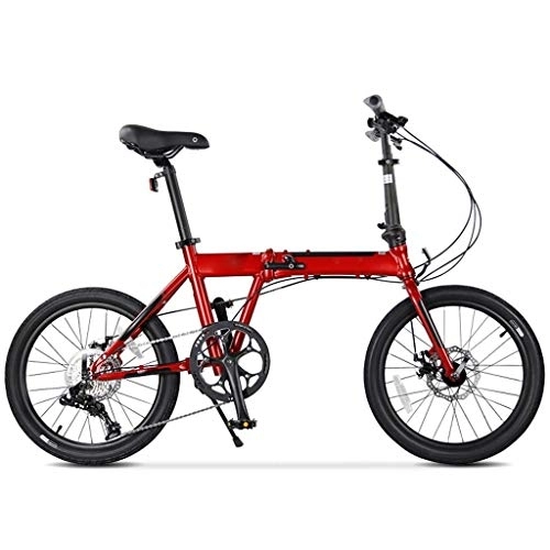 Vélos pliant : Ssrsgyp Vélo Pliant Unisexe Portable 9 Vitesses Vélo De Banlieue Vélo De Plein Air Vélo Avant Et Arrière Freins À Disque Mécaniques (Color : Red)