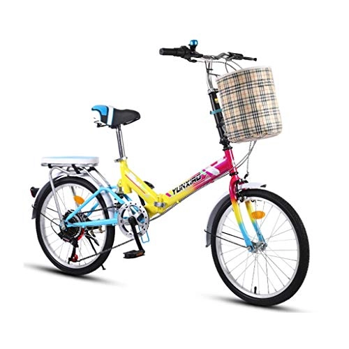 Vélos pliant : Summerome Vélo Pliant, Roues de 20 Pouces, Transmission 7 Vitesse, Amortisseur de vélos for Hommes et Femmes Adultes Lady Bike (Color : Color)