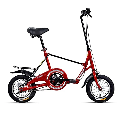 Vélos pliant : SuoSengHred Pliable Vélo Léger ​Vélos de Ville Acier à Haute Teneur en Carbone Bicyclette, Vélo Pliant de 12 Pouces, vélo Pliant Ultra-léger pour Hommes et Femmes Adultes (Color : Red)