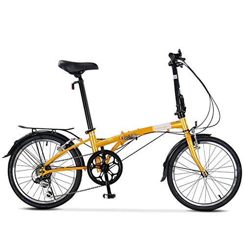 Vélos pliant : SYLTL 20 Pouces Vélo Pliant Vitesse Variable Unisexe Bikes Pliant Convient pour Hauteur 150-180 cm Portable Étudiant Vélo de Ville Pliable Réglable, Jaune
