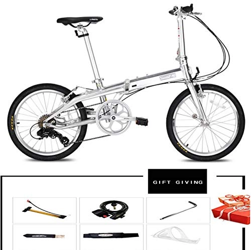Vélos pliant : SYLTL 20in Vélo Pliant Alliage D'aluminium Unisexe Adulte Mini Vélo de Ville Pliable Portable Adulte Convient pour Hauteur 140-185 cm, Blanc