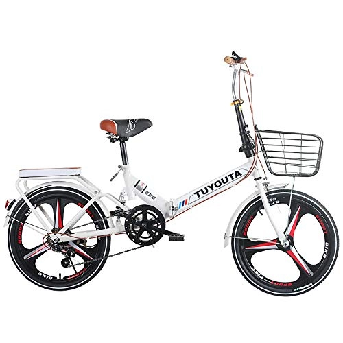 Vélos pliant : SYLTL Vélo Pliant Convient pour Hauteur 130-180cm Unisexe Adulte 20 Pouces Portable Vélo de Ville Pliable Réglable, Blanc