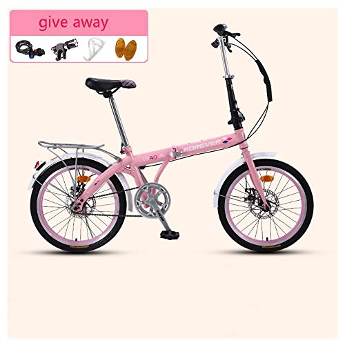 Vélos pliant : SYLTL Vélo Pliant pour Femme Unisexe Étudiant Portable Bikes Pliant Adulte Mini Vélo de Ville Pliable Absorption des Chocs 16 / 20in, Rose, 16inches