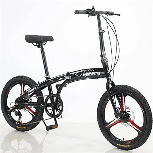 Vélos pliant : TAURU Vélo de route pliable de 50, 8 cm, vélo urbain pour homme et femme, véhicule en acier au carbone, cadre dur / frein à disque double (noir1)