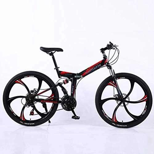 Vélos pliant : Tbagem-Yjr 26 Pouces 24x Acier Haute Teneur en Carbone Pliant Montagne Vélo Vélo - VTT Mens Sports Loisirs (Color : Black Red)
