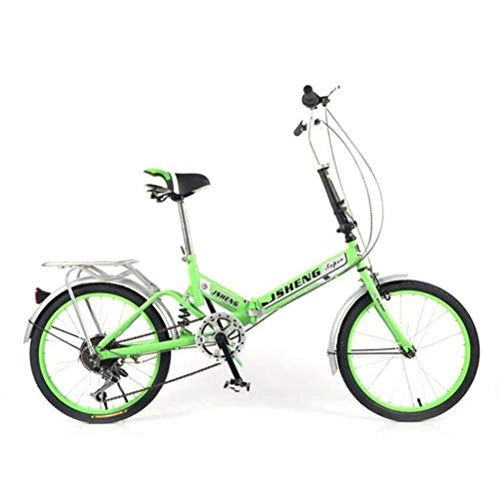 Vélos pliant : Tbagem-Yjr Vélo Pliant De Dame De Vélo, Vélo De Route De Ville De Freins À Disque De Roues De 20 Pouces (Color : Green, Size : 6 Speed)