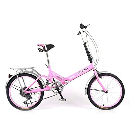 Vélos pliant : Tbagem-Yjr Vélo Pliant De Roues De 20 Pouces, Vélo De Route De Ville De Bicyclette for Le Sport Unisexe De Femmes (Color : Pink, Size : 6 Speed)