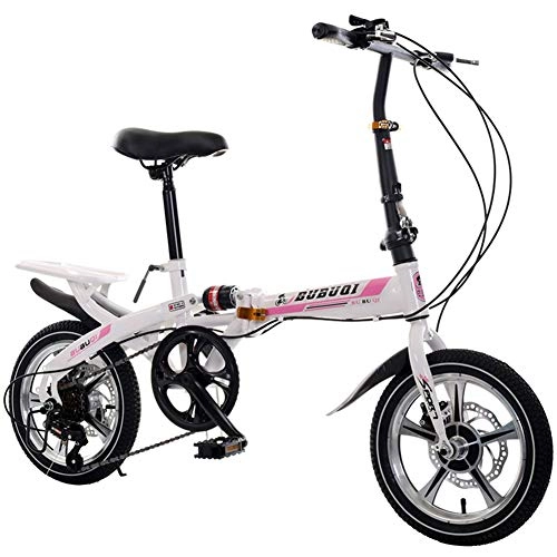 Vélos pliant : TBAN Vlo en Alliage D'aluminium De 14 Pouces, 16 Pouces, Vlo Pliant Intgr, Vlo tudiant, Vlo Adulte, Frein Disque, Rose, 18inches