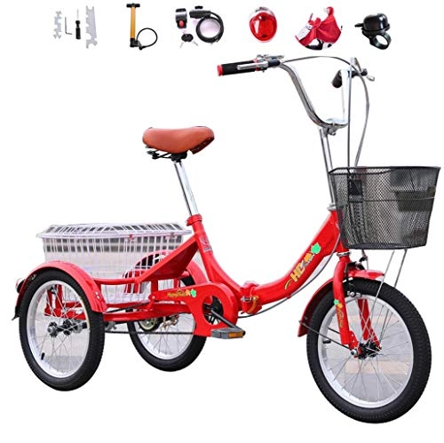 Vélos pliant : Tricycle Pliant de vélo à 3 Roues pour Adultes vélos Confortables de 16 `` Le Panier avec des légumes Peut Supporter 150 kg adapté à Une Hauteur de 140-170 cm Tricycle à mobilité Humaine