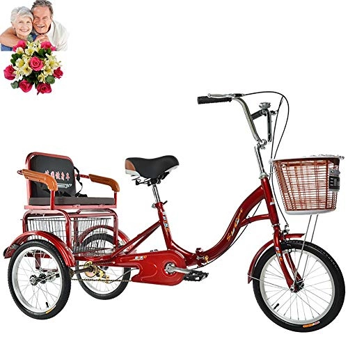 Vélos pliant : Tricycle Vélo Adulte à 3 Roues Tricycle Pliant 16 '' avec paniers de siège arrière Tricycle pour Les Personnes âgées Cadeaux de Parents Confort Bike City Transport Dames <br>