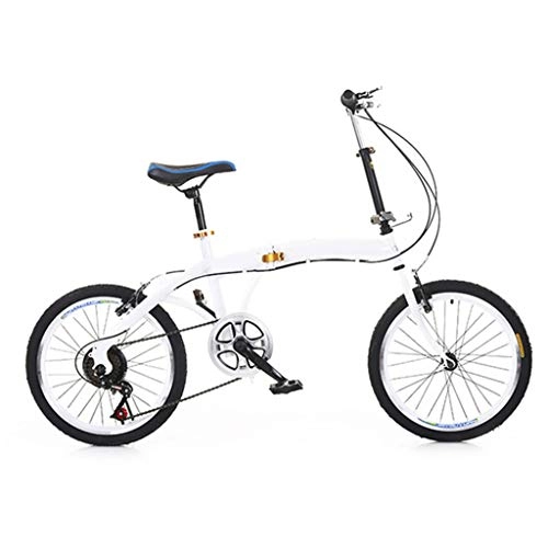 Vélos pliant : Ultraléger Portable Vélo Pliant pour Enfants Hommes Et Les Femmes en Acier Léger Cadre Fold Bike20 Pouces, Blanc