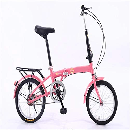 Vélos pliant : Ultraléger Portable Vélo Pliant pour Les Enfants Et Les Femmes Hommes Lightweight Cadre en Aluminium Fold Bike16 Pouces, Rose