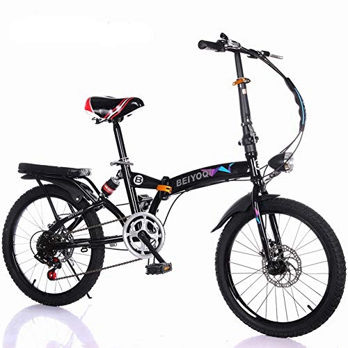 Vélos pliant : Urcar 20 Pouces Vélo Pliant Vélo de Transport Adulte Roue intégrale d'alliage de magnésium de Bicyclette de 6 Vitesses d'amortisseur hydraulique Adulte changeant, Black