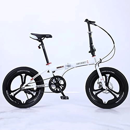 Vélos pliant : VANYA Portable Pliant vélo 16 Pouces 7 Vitesse d'absorption Double Choc Une Roue Unisexe Trajets vélo, Blanc