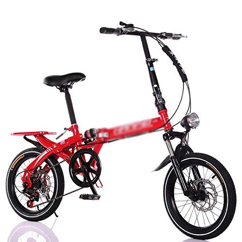 Vélos pliant : VTT pliable de 20 pouces - 6 vitesses - Cadre en acier à haute teneur en carbone - Absorption des chocs - Freins V-Brake tout terrain - Adulte - Homme et Femme - Rouge