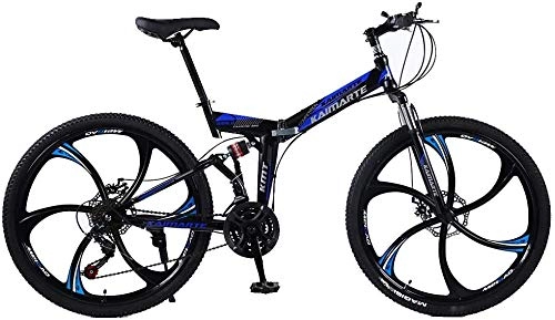 Vélos pliant : VTT Pliant 24 pouces 21 Vitesse Intégrale Roue Mixte Suspension VTT Acier au Carbone Double Disque étudiant 24 "21 Speed