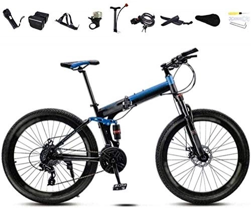Vélos pliant : Vélo 24-26 pouces léger pliable VTT vélo homme femme vélo vélo vélo VTT vélo pliable 30 vitesses offroad variable vélo double disque frein rouge 26-bleu 24