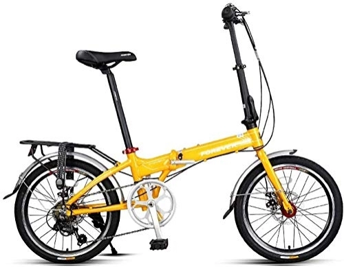 Vélos pliant : Vélo Adultes vélo Pliant, 20 Pouces 7 Vitesse Pliable vélos, Super Compact Urban Commuter vélos, Pliable vélo avec Anti-Skid et des pneus résistant à l'usure (Color : Yellow)