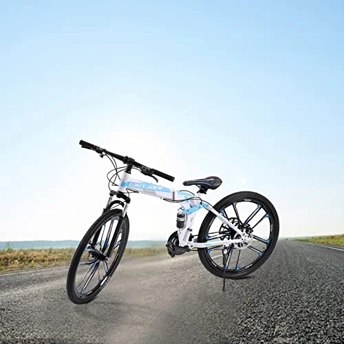 Vélos pliant : Vélo de montagne 26 pouces adulte plein suspension vélo pliant 21 vitesses avec double cadre d'amortissement des chocs freins à disque vélos