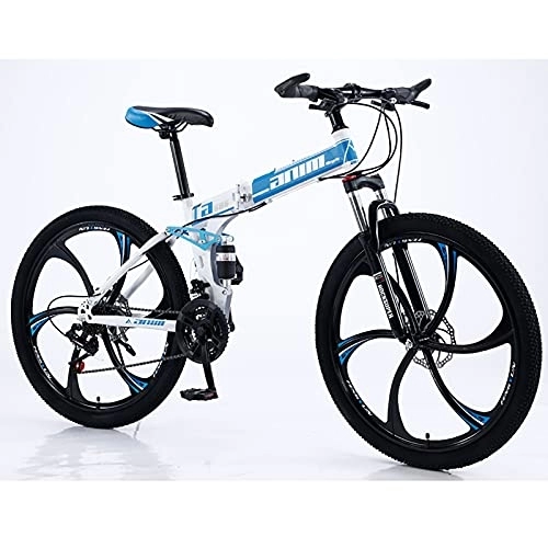 Vélos pliant : Vélo de Montagne Bicicleta Plegable Acero Alto Carbono 21 Velocidades / 24 Velocidades / 27 Velocidades / 30 Velocidades Roue Double Suspension Vélo Pliant C, 21 Speed