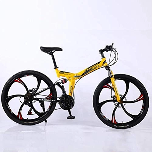 Vélos pliant : Vélo De Montagne Pliant en Acier à Haute Teneur en Carbone 26 Pouces 24 Vitesses - Sports De Loisirs pour Hommes Yellow