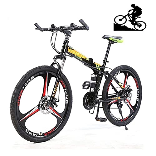 Vélos pliant : Vélo de montagne pour adulte, roues de 24 pouces, vélo de montagne en acier à haute teneur en carbone, vélos pliants tout-terrain, vélo 21 / 24 / 27 vitesses, engrenages VTT à suspension complète, double