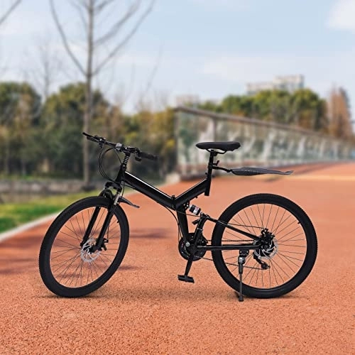Vélos pliant : Vélo de montagne à suspension complète avec freins à disque - Vélo pour adulte - 26" - 21 vitesses - Pour filles, garçons, hommes et femmes